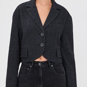 Tibi Kian Glenplaid Cropped Bomber Blazer  Kian Glenplaid Cropped Bomber Blazer